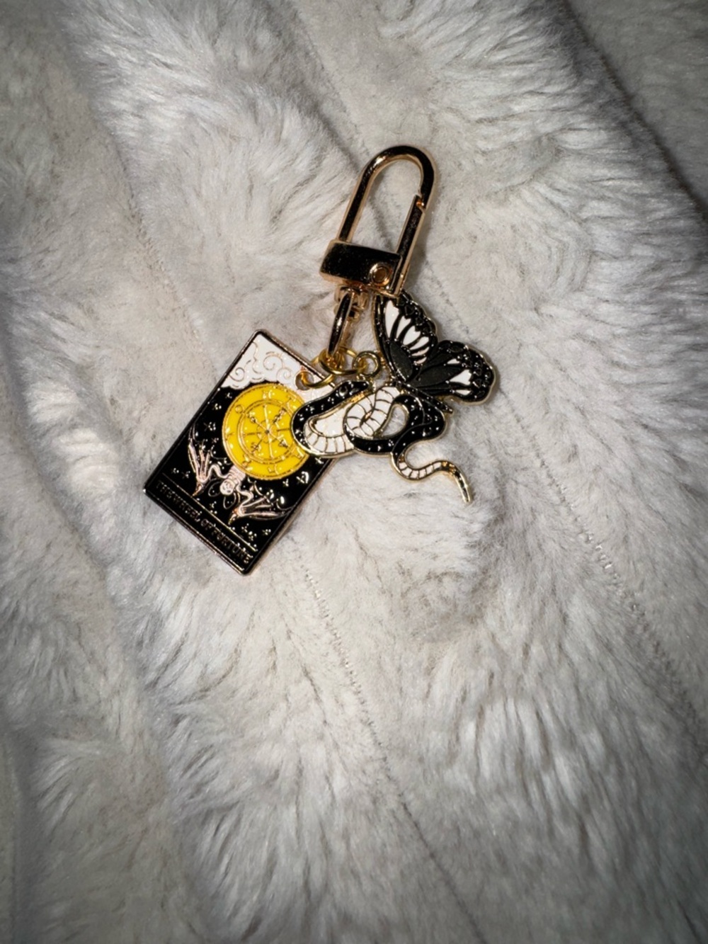 Butterfly/Snake and Tarot Bag Charm - Yellow Accent
